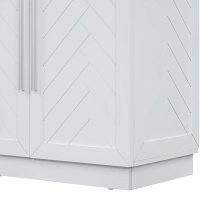 TREXM Sideboard Buffet Cabinet with Storage, Buffet Cabinet with Adjustable Shelves and Silver Handles Sideboard Cabinet for Kitchen, Dining Room, Living Room, White - 1st Choice Furniture Direct
