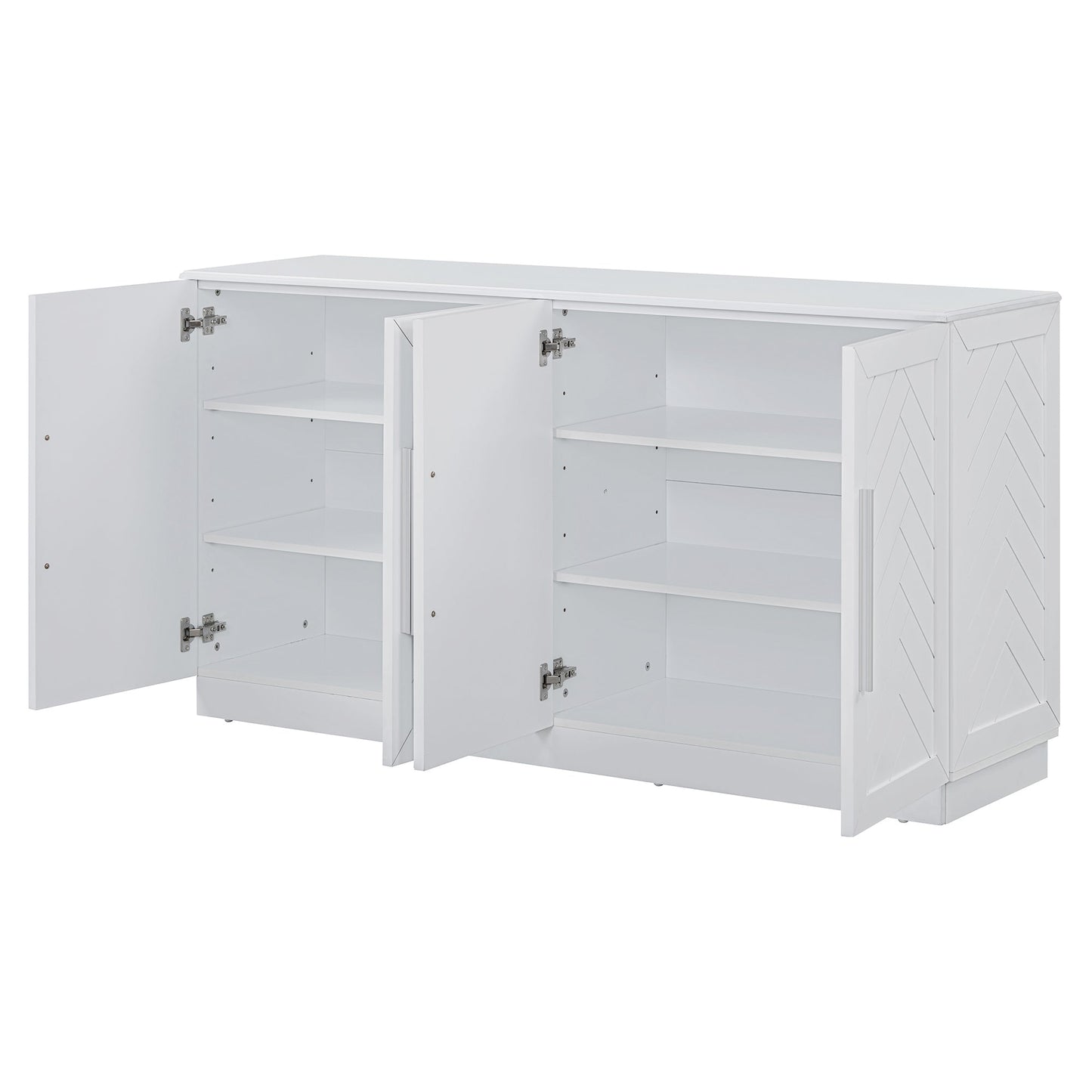 TREXM Sideboard Buffet Cabinet with Storage, Buffet Cabinet with Adjustable Shelves and Silver Handles Sideboard Cabinet for Kitchen, Dining Room, Living Room, White - 1st Choice Furniture Direct