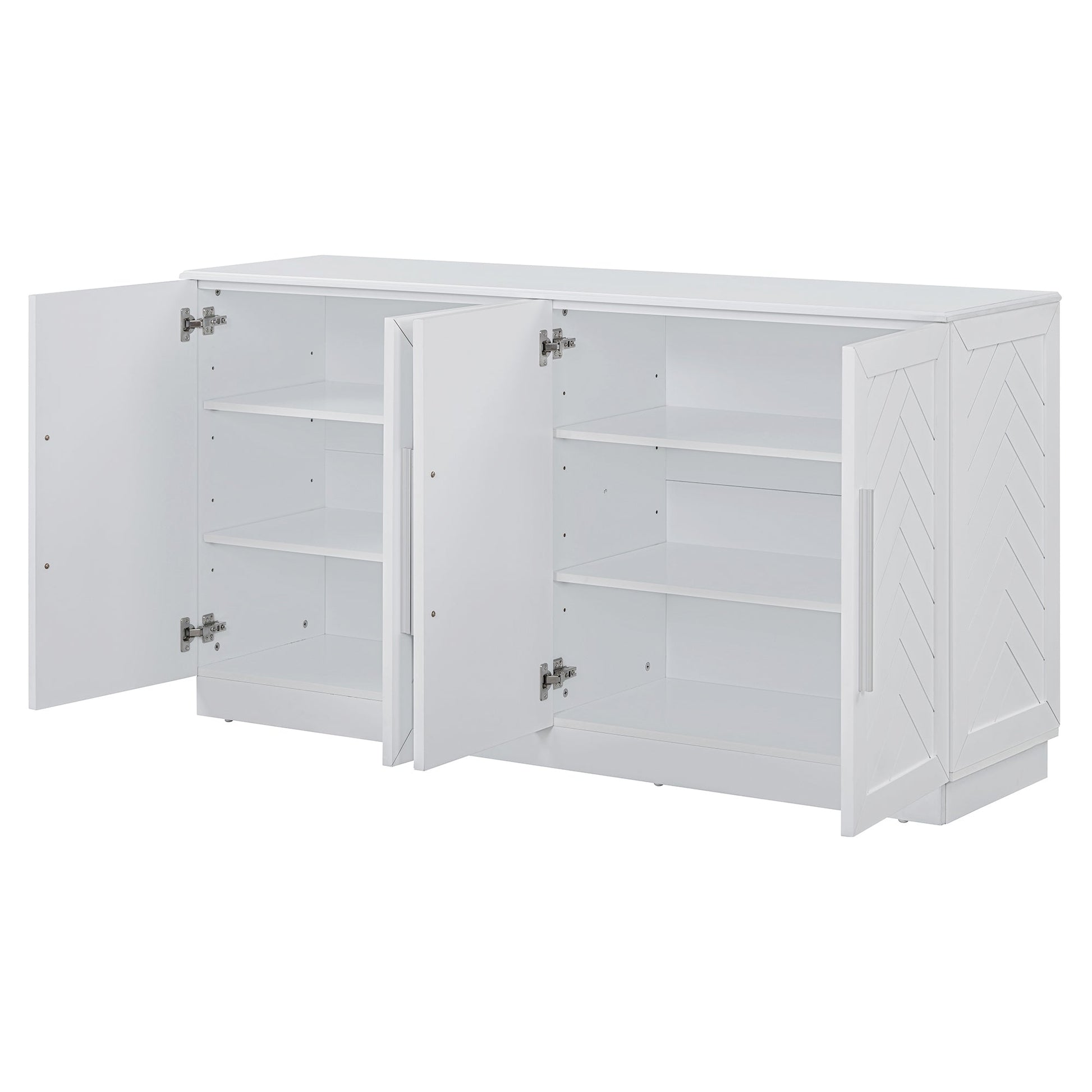 TREXM Sideboard Buffet Cabinet with Storage, Buffet Cabinet with Adjustable Shelves and Silver Handles Sideboard Cabinet for Kitchen, Dining Room, Living Room, White - 1st Choice Furniture Direct