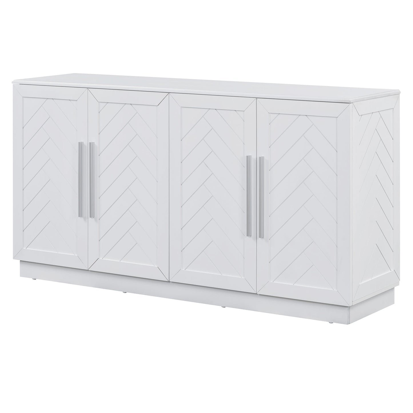 TREXM Sideboard Buffet Cabinet with Storage, Buffet Cabinet with Adjustable Shelves and Silver Handles Sideboard Cabinet for Kitchen, Dining Room, Living Room, White - 1st Choice Furniture Direct