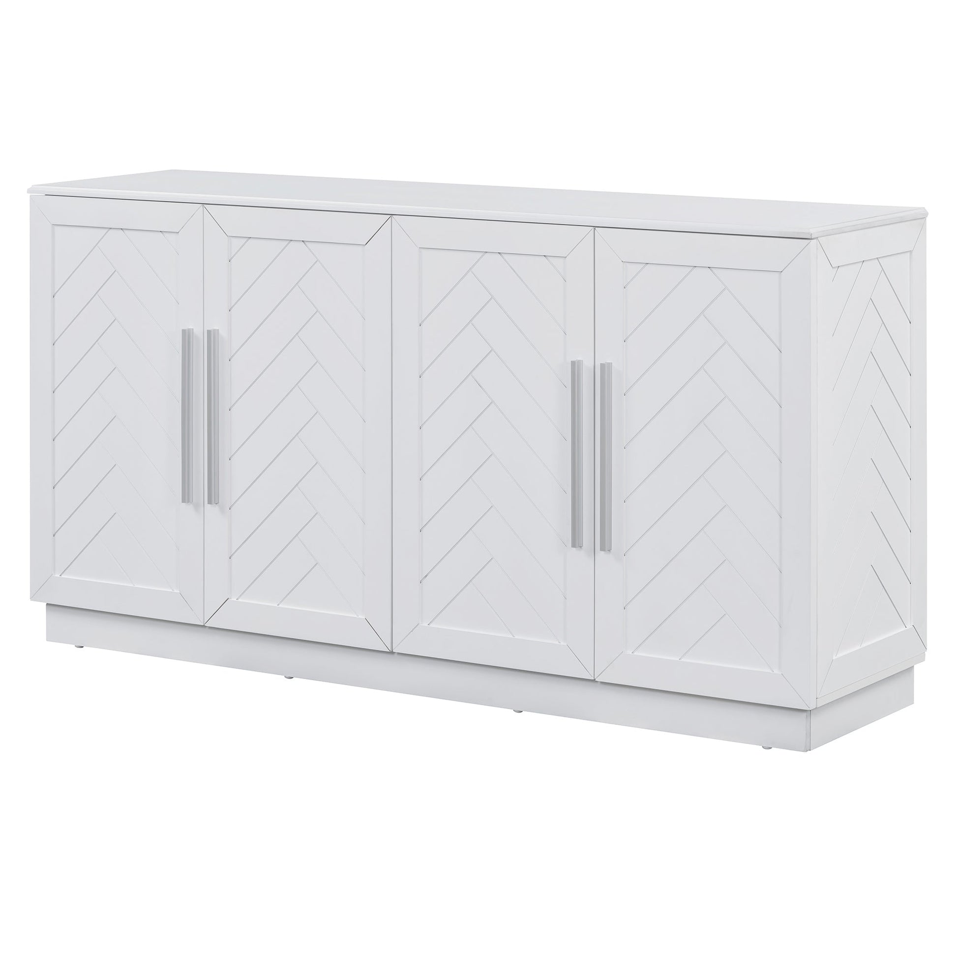 TREXM Sideboard Buffet Cabinet with Storage, Buffet Cabinet with Adjustable Shelves and Silver Handles Sideboard Cabinet for Kitchen, Dining Room, Living Room, White - 1st Choice Furniture Direct