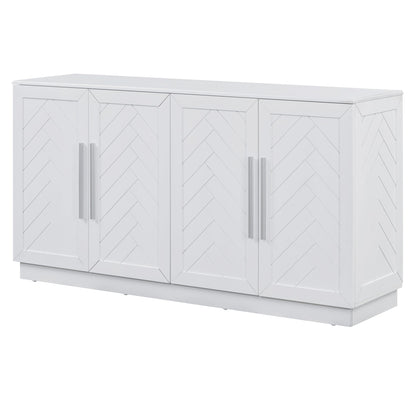 TREXM Sideboard Buffet Cabinet with Storage, Buffet Cabinet with Adjustable Shelves and Silver Handles Sideboard Cabinet for Kitchen, Dining Room, Living Room, White - 1st Choice Furniture Direct