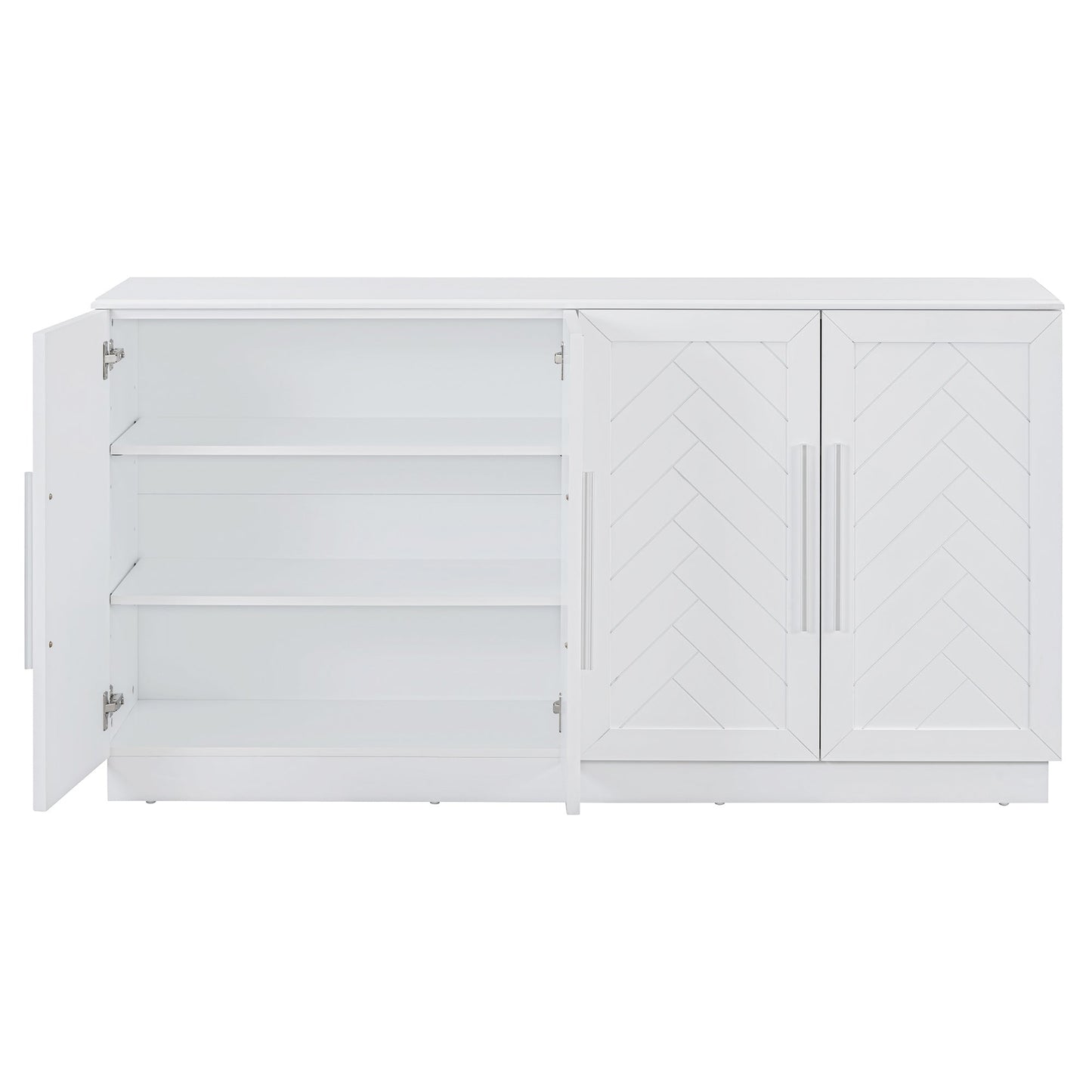 TREXM Sideboard Buffet Cabinet with Storage, Buffet Cabinet with Adjustable Shelves and Silver Handles Sideboard Cabinet for Kitchen, Dining Room, Living Room, White - 1st Choice Furniture Direct
