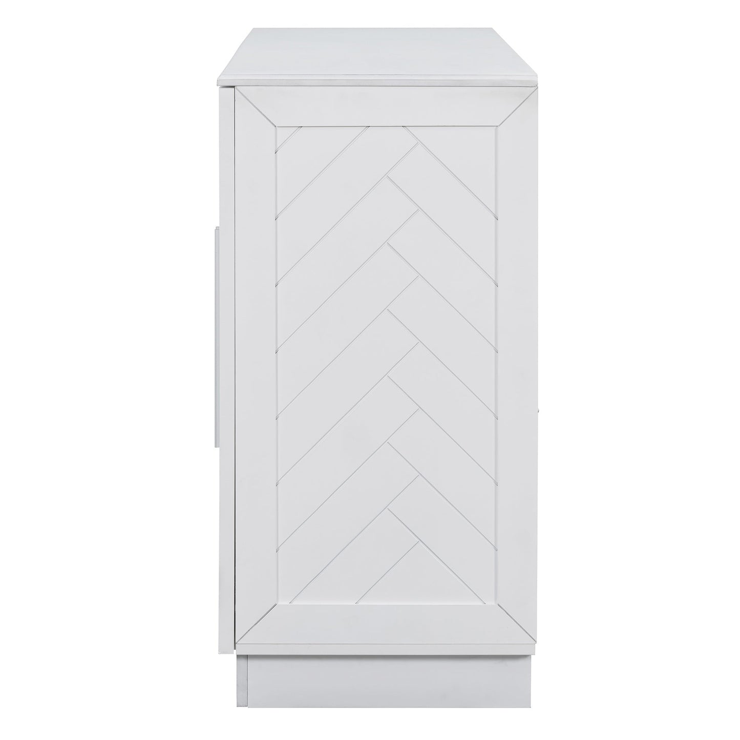 TREXM Sideboard Buffet Cabinet with Storage, Buffet Cabinet with Adjustable Shelves and Silver Handles Sideboard Cabinet for Kitchen, Dining Room, Living Room, White - 1st Choice Furniture Direct