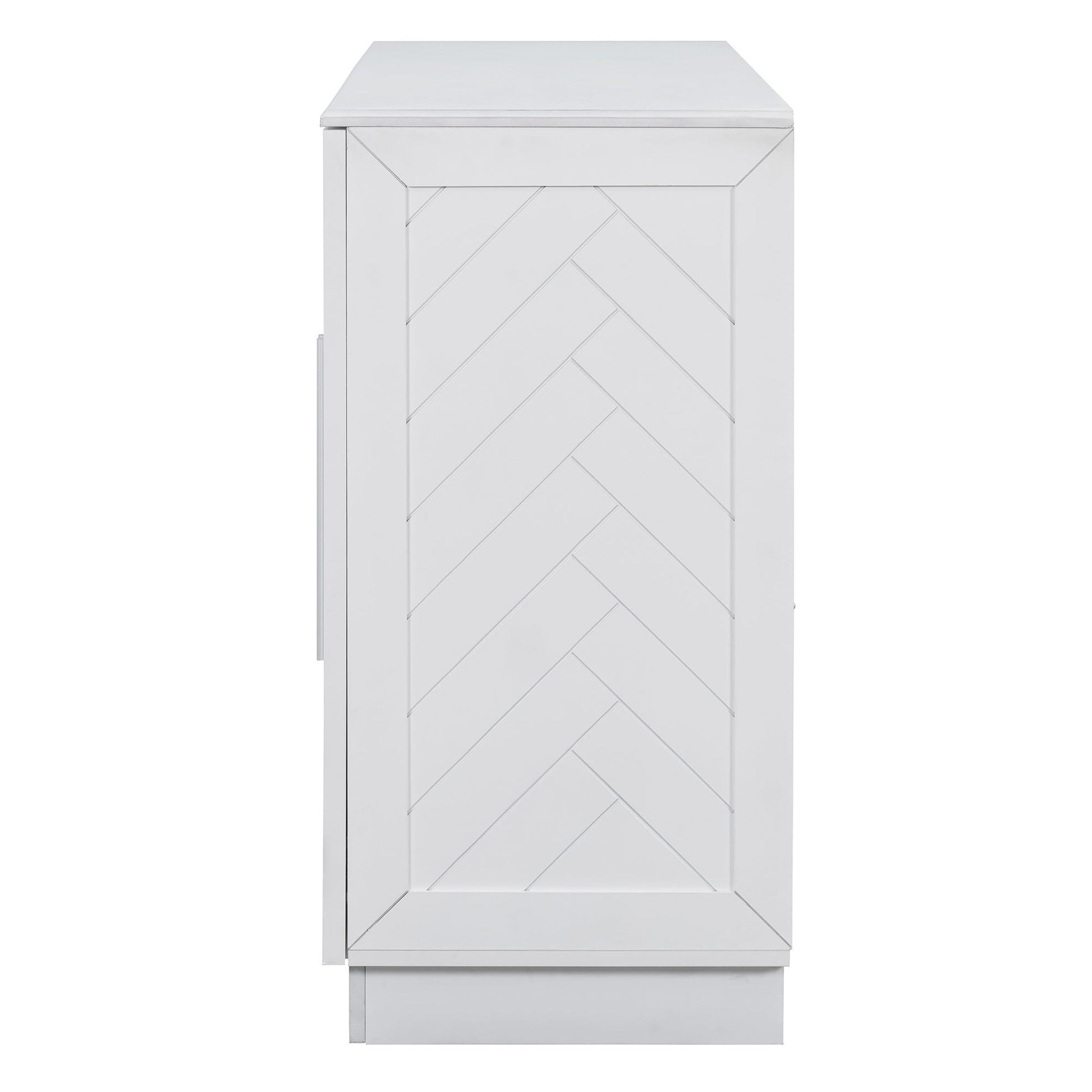 TREXM Sideboard Buffet Cabinet with Storage, Buffet Cabinet with Adjustable Shelves and Silver Handles Sideboard Cabinet for Kitchen, Dining Room, Living Room, White - 1st Choice Furniture Direct