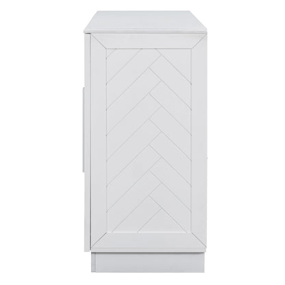 TREXM Sideboard Buffet Cabinet with Storage, Buffet Cabinet with Adjustable Shelves and Silver Handles Sideboard Cabinet for Kitchen, Dining Room, Living Room, White - 1st Choice Furniture Direct