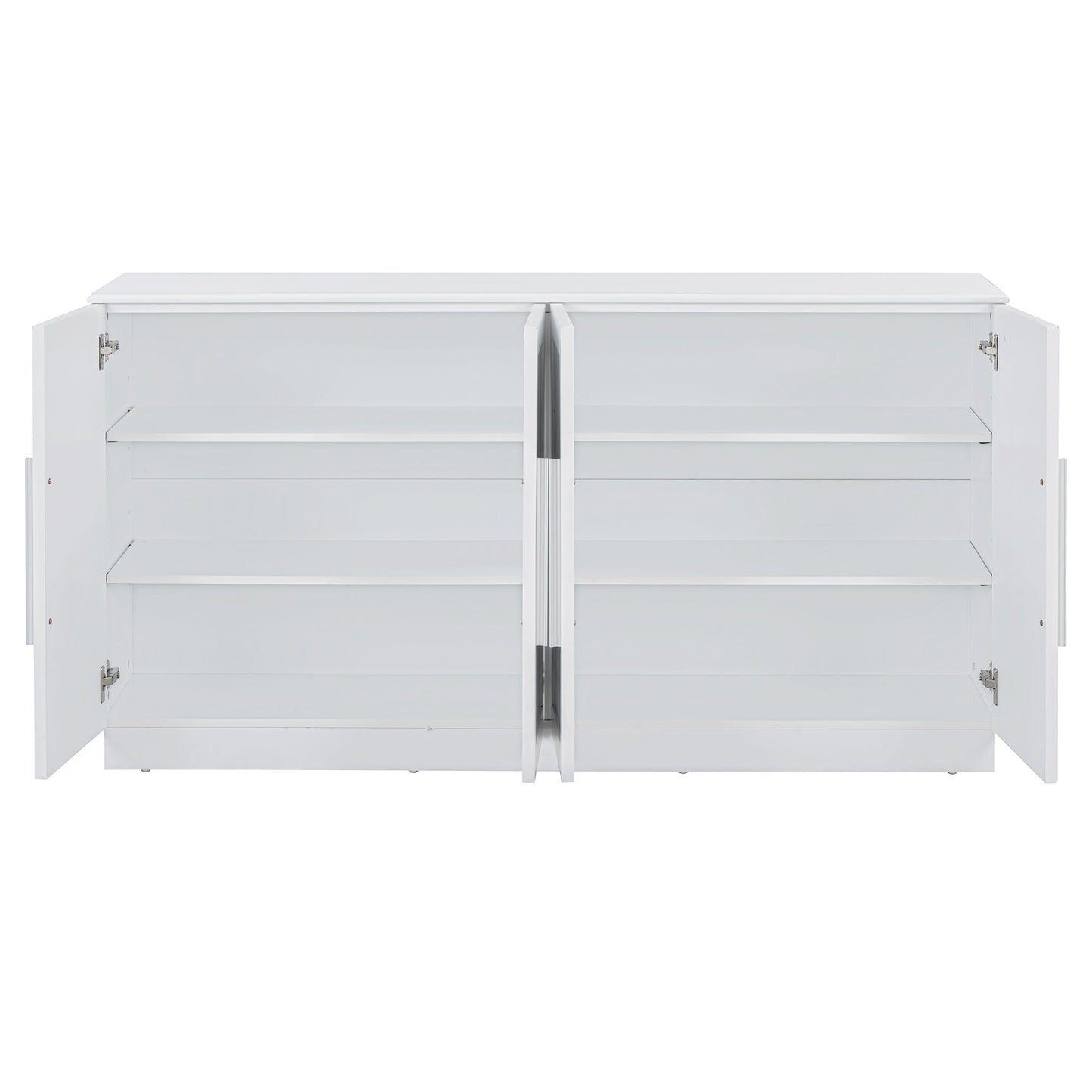 TREXM Sideboard Buffet Cabinet with Storage, Buffet Cabinet with Adjustable Shelves and Silver Handles Sideboard Cabinet for Kitchen, Dining Room, Living Room, White - 1st Choice Furniture Direct
