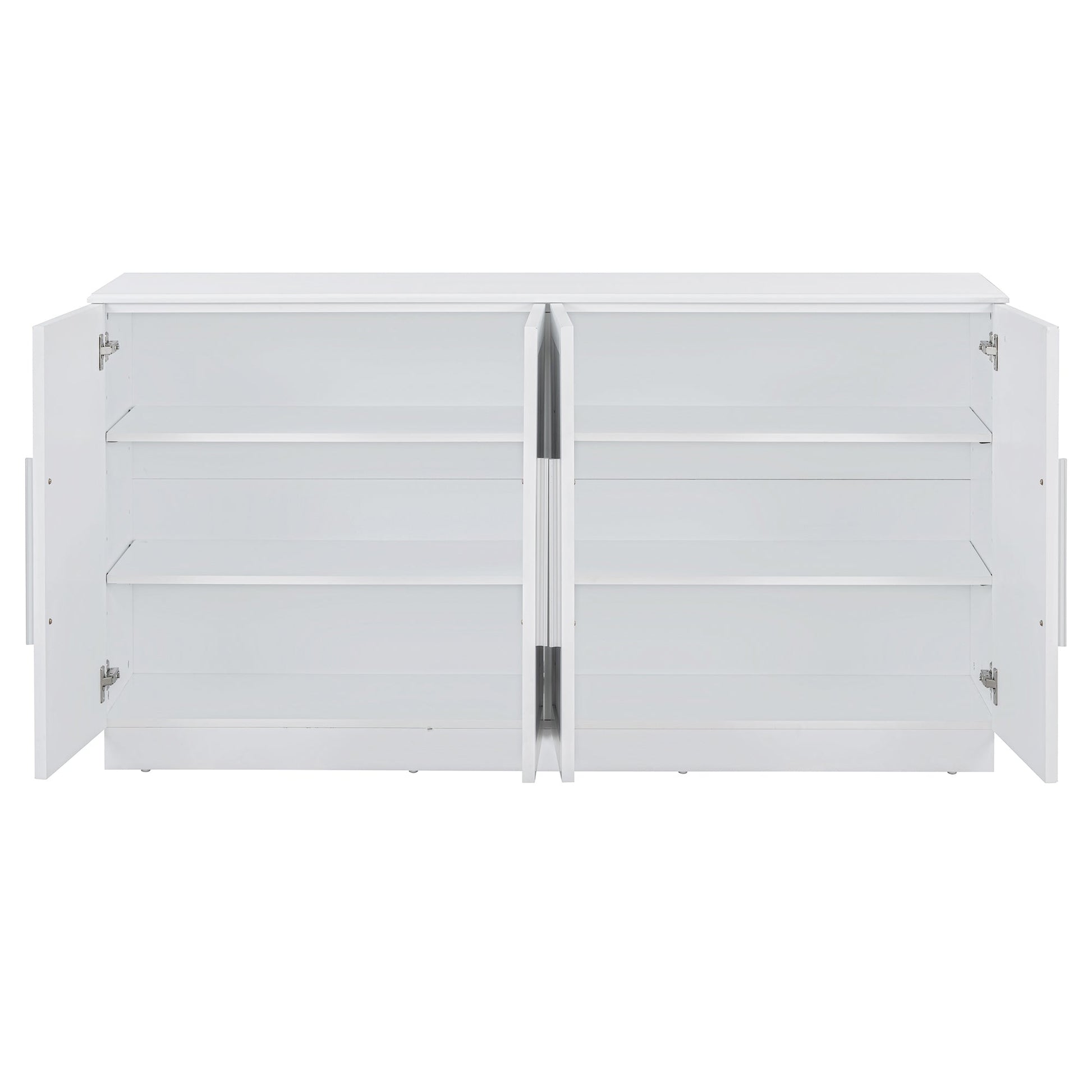 TREXM Sideboard Buffet Cabinet with Storage, Buffet Cabinet with Adjustable Shelves and Silver Handles Sideboard Cabinet for Kitchen, Dining Room, Living Room, White - 1st Choice Furniture Direct