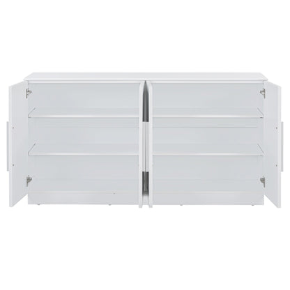 TREXM Sideboard Buffet Cabinet with Storage, Buffet Cabinet with Adjustable Shelves and Silver Handles Sideboard Cabinet for Kitchen, Dining Room, Living Room, White - 1st Choice Furniture Direct