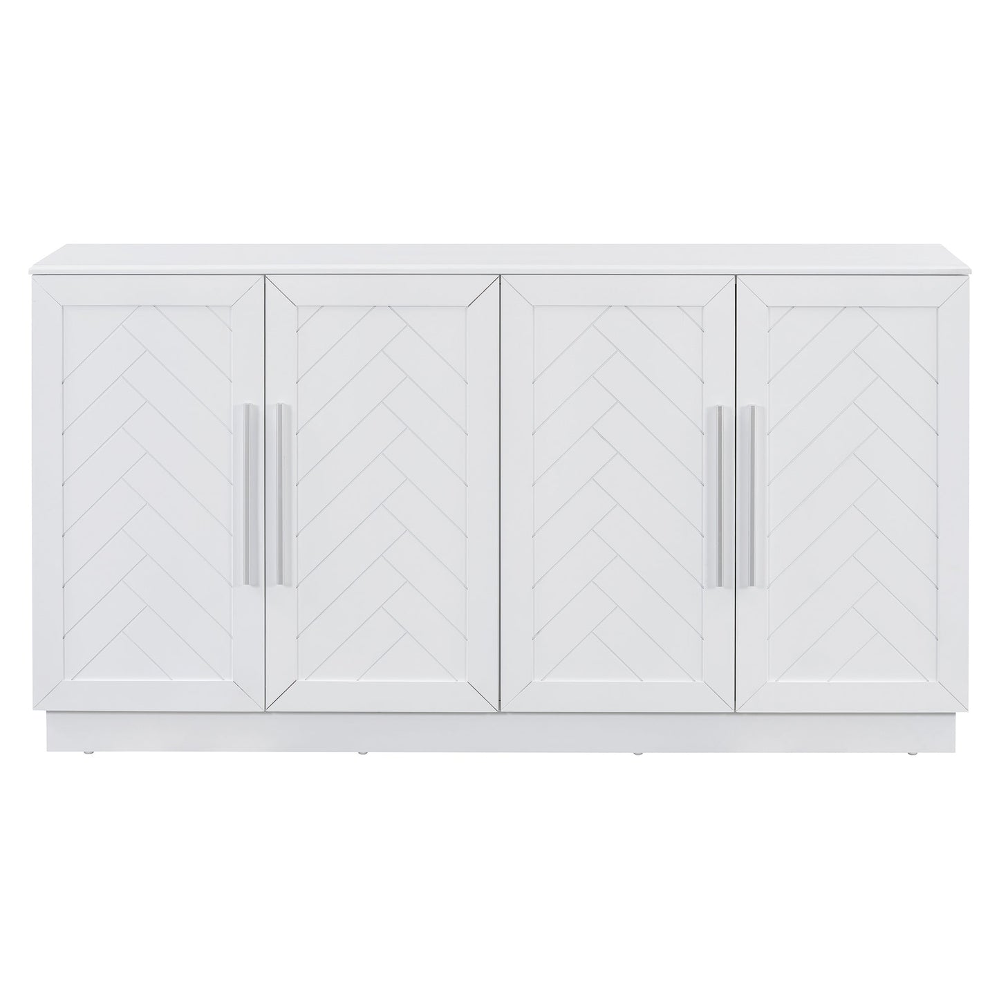 TREXM Sideboard Buffet Cabinet with Storage, Buffet Cabinet with Adjustable Shelves and Silver Handles Sideboard Cabinet for Kitchen, Dining Room, Living Room, White - 1st Choice Furniture Direct