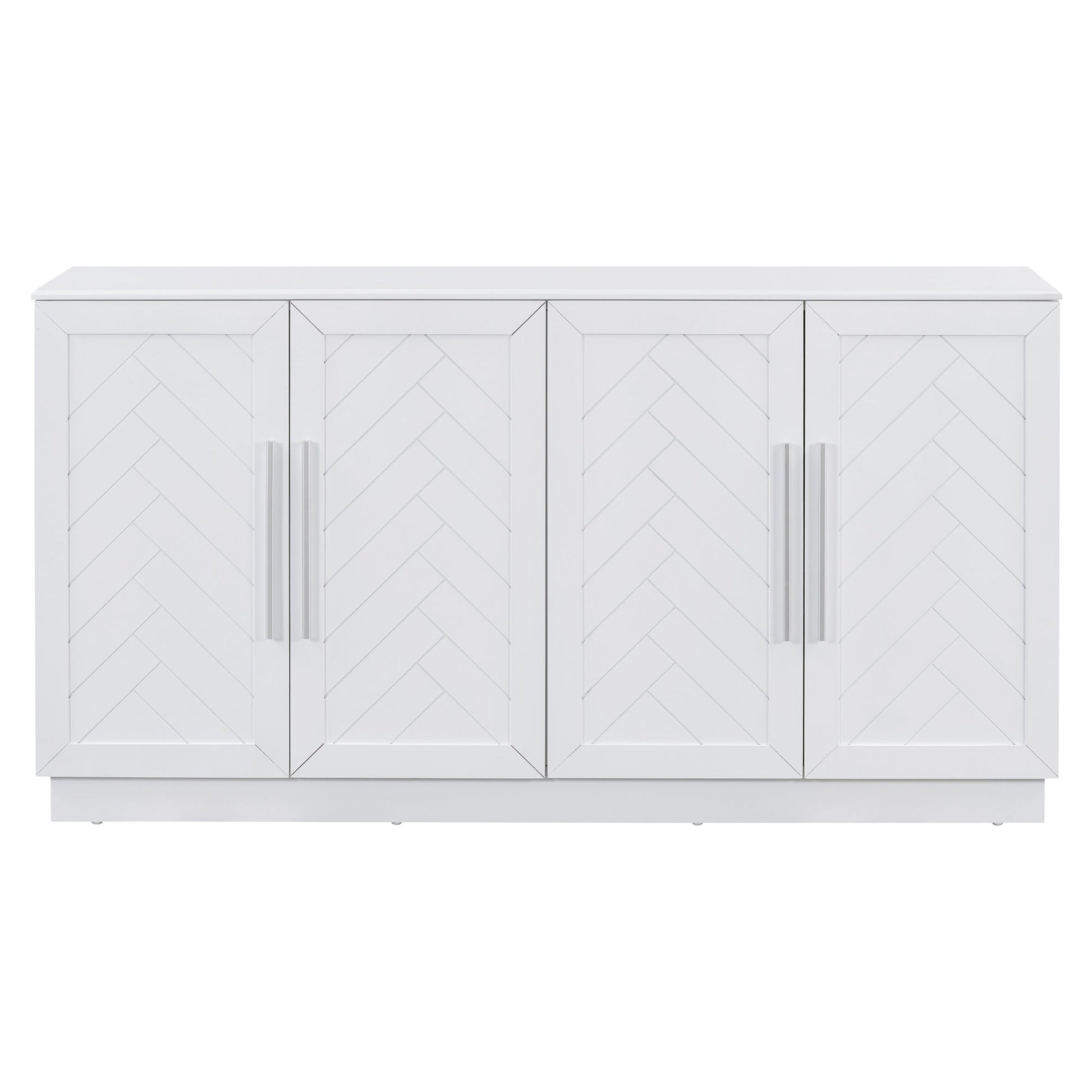 TREXM Sideboard Buffet Cabinet with Storage, Buffet Cabinet with Adjustable Shelves and Silver Handles Sideboard Cabinet for Kitchen, Dining Room, Living Room, White - 1st Choice Furniture Direct