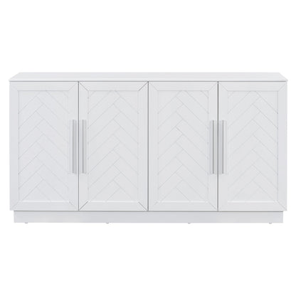 TREXM Sideboard Buffet Cabinet with Storage, Buffet Cabinet with Adjustable Shelves and Silver Handles Sideboard Cabinet for Kitchen, Dining Room, Living Room, White - 1st Choice Furniture Direct