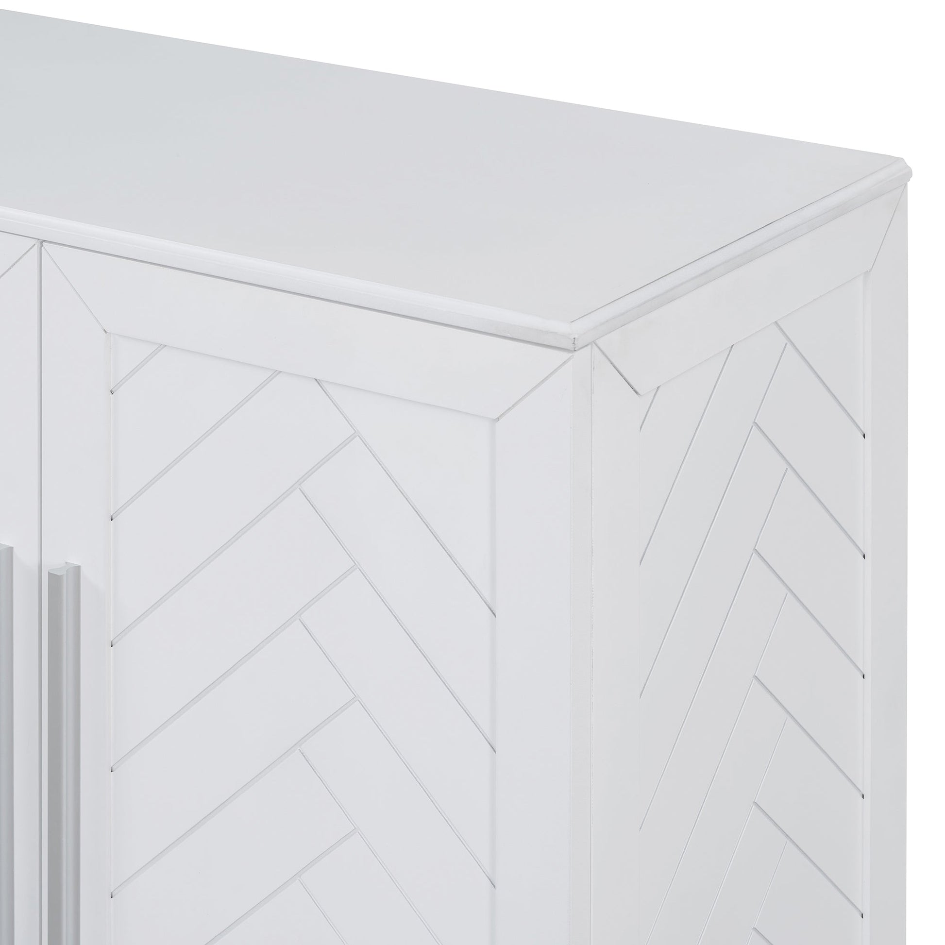 TREXM Sideboard Buffet Cabinet with Storage, Buffet Cabinet with Adjustable Shelves and Silver Handles Sideboard Cabinet for Kitchen, Dining Room, Living Room, White - 1st Choice Furniture Direct