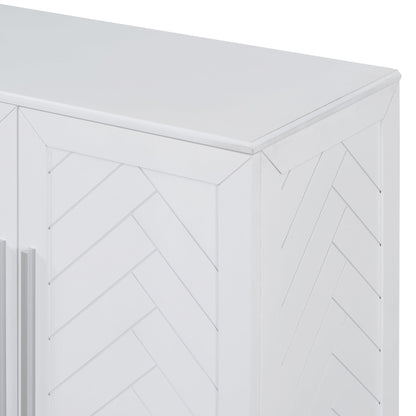 TREXM Sideboard Buffet Cabinet with Storage, Buffet Cabinet with Adjustable Shelves and Silver Handles Sideboard Cabinet for Kitchen, Dining Room, Living Room, White - 1st Choice Furniture Direct