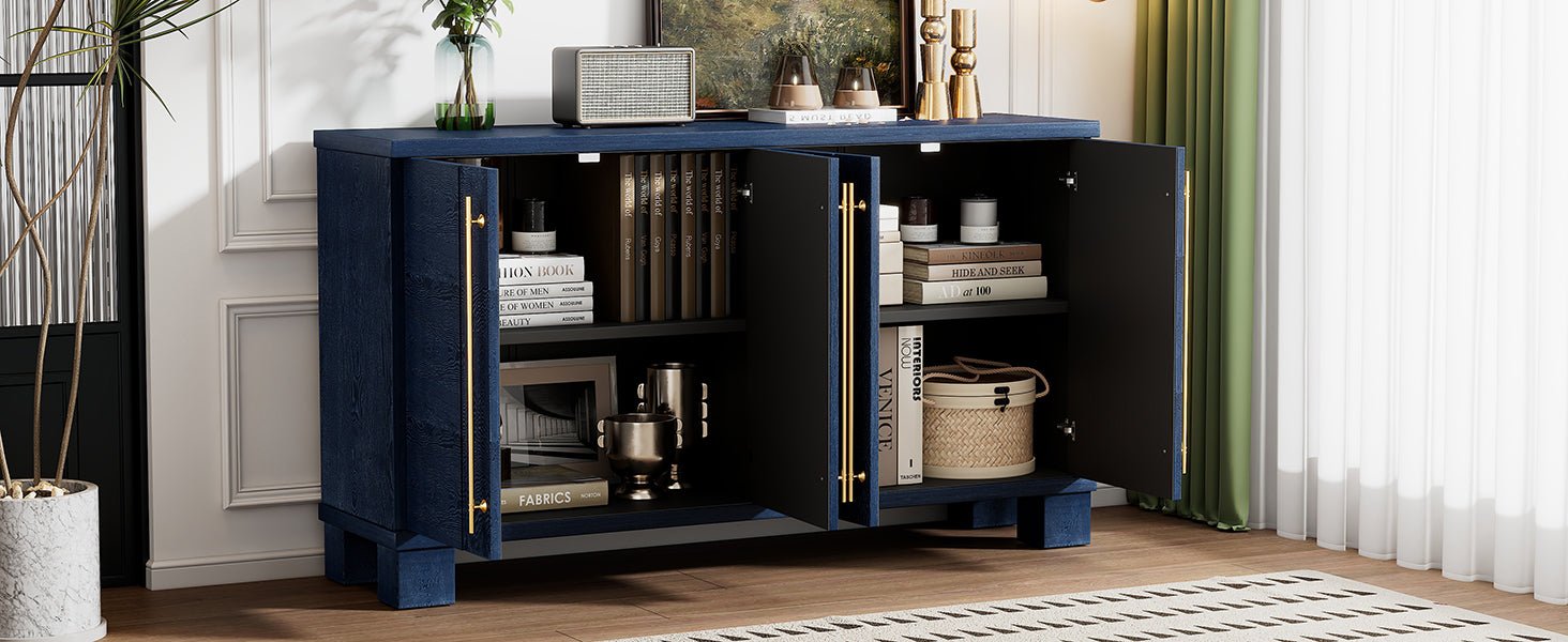 TREXM Sideboard Buffet Cabinet with Storage, Wood Sideboard with Adjustable Shelves and Gold Handles for Kitchen, Dining Room and Living Room (Antique Navy) - 1st Choice Furniture Direct