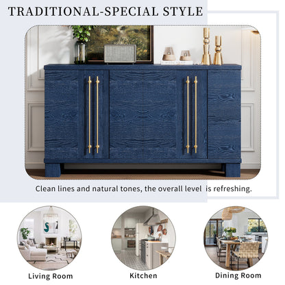 TREXM Sideboard Buffet Cabinet with Storage, Wood Sideboard with Adjustable Shelves and Gold Handles for Kitchen, Dining Room and Living Room (Antique Navy) - 1st Choice Furniture Direct