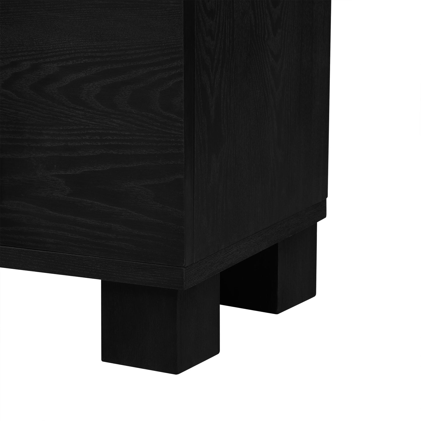 TREXM Sideboard Buffet Cabinet with Storage, Wood Sideboard with Adjustable Shelves and Gold Handles for Kitchen, Dining Room and Living Room (Black) - 1st Choice Furniture Direct