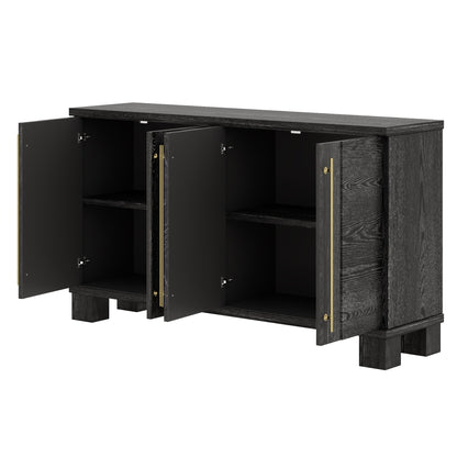 TREXM Sideboard Buffet Cabinet with Storage, Wood Sideboard with Adjustable Shelves and Gold Handles for Kitchen, Dining Room and Living Room (Black) - 1st Choice Furniture Direct