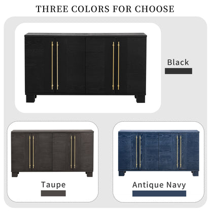 TREXM Sideboard Buffet Cabinet with Storage, Wood Sideboard with Adjustable Shelves and Gold Handles for Kitchen, Dining Room and Living Room (Black) - 1st Choice Furniture Direct