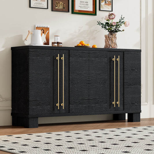 TREXM Sideboard Buffet Cabinet with Storage, Wood Sideboard with Adjustable Shelves and Gold Handles for Kitchen, Dining Room and Living Room (Black) - 1st Choice Furniture Direct