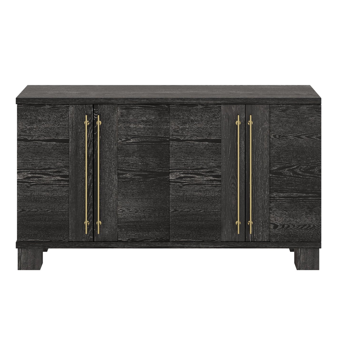 TREXM Sideboard Buffet Cabinet with Storage, Wood Sideboard with Adjustable Shelves and Gold Handles for Kitchen, Dining Room and Living Room (Black) - 1st Choice Furniture Direct