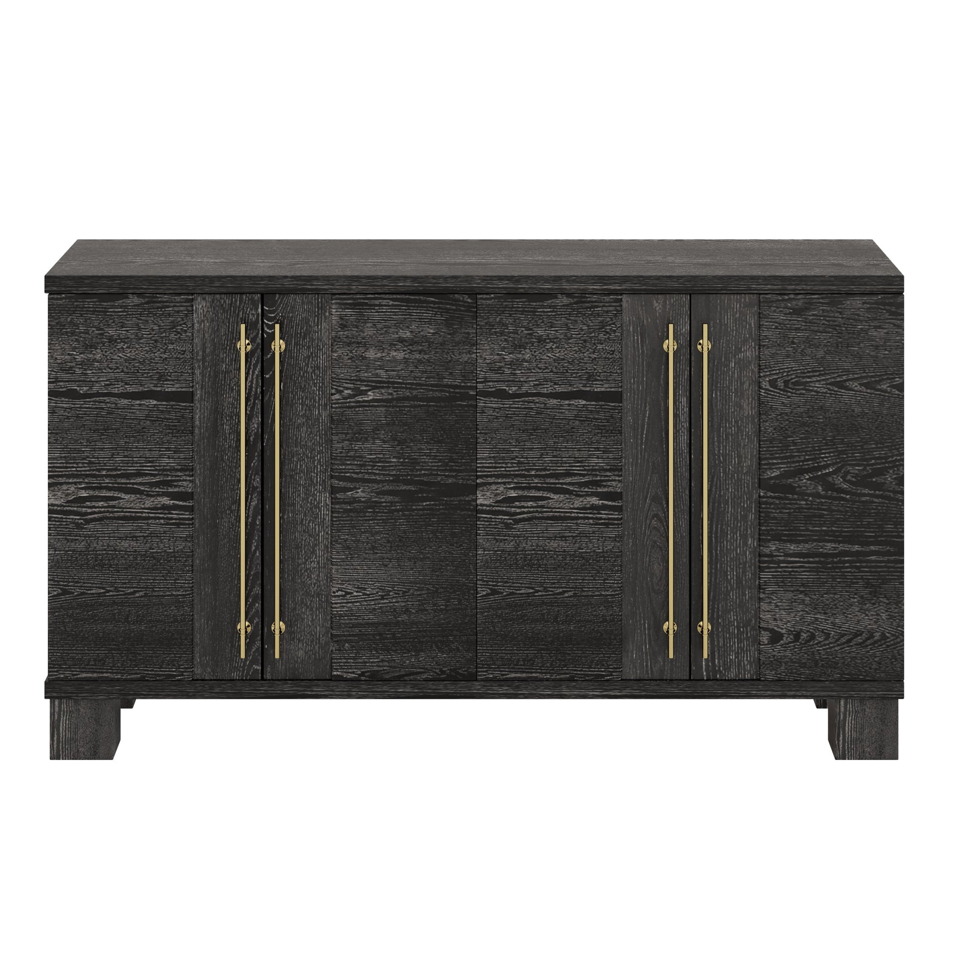 TREXM Sideboard Buffet Cabinet with Storage, Wood Sideboard with Adjustable Shelves and Gold Handles for Kitchen, Dining Room and Living Room (Black) - 1st Choice Furniture Direct