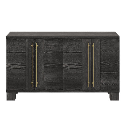 TREXM Sideboard Buffet Cabinet with Storage, Wood Sideboard with Adjustable Shelves and Gold Handles for Kitchen, Dining Room and Living Room (Black) - 1st Choice Furniture Direct