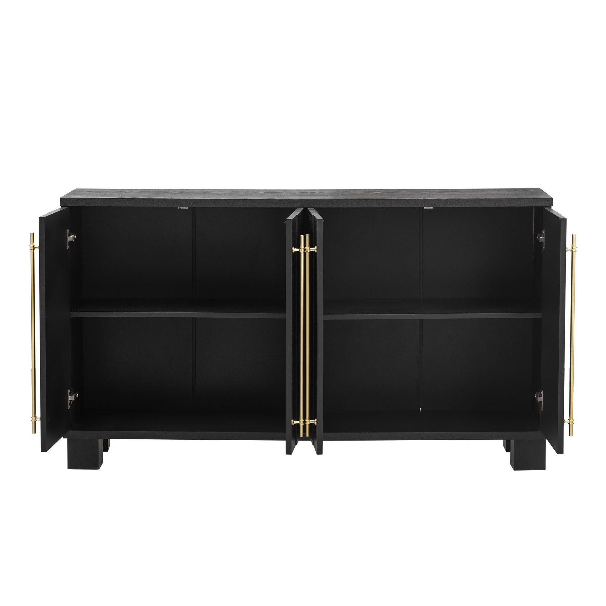 TREXM Sideboard Buffet Cabinet with Storage, Wood Sideboard with Adjustable Shelves and Gold Handles for Kitchen, Dining Room and Living Room (Black) - 1st Choice Furniture Direct