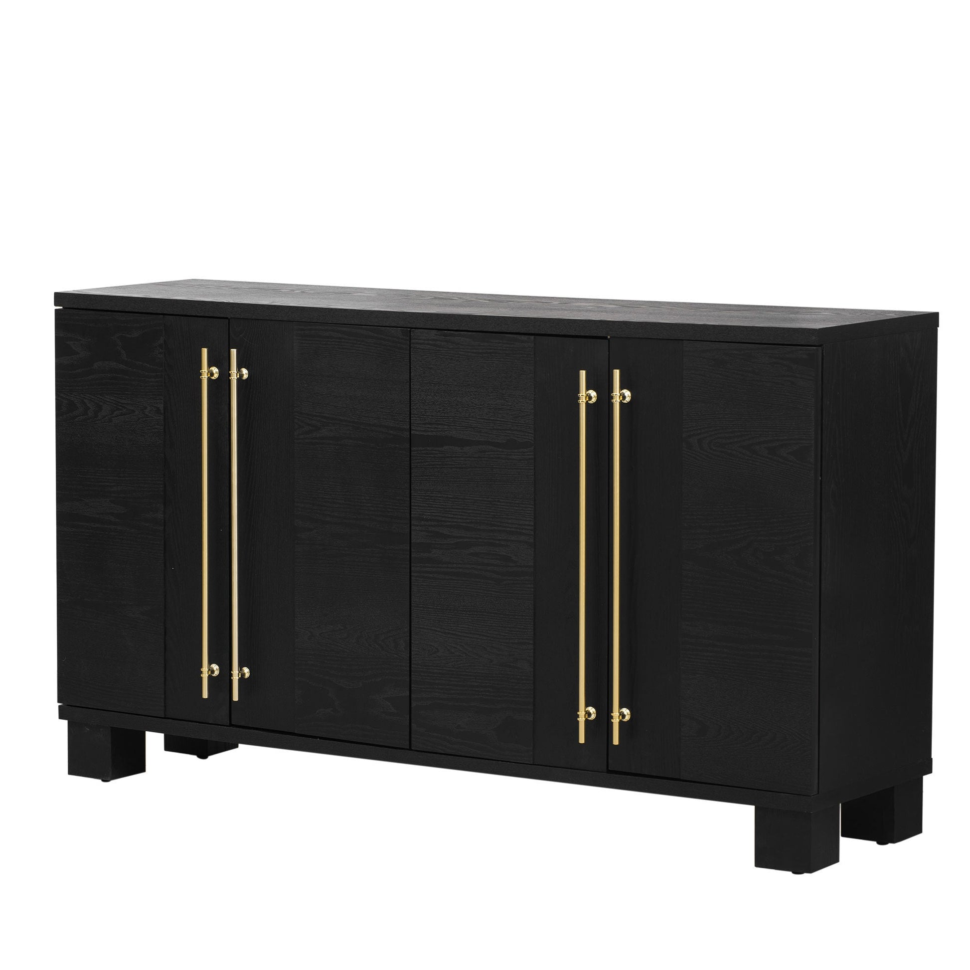 TREXM Sideboard Buffet Cabinet with Storage, Wood Sideboard with Adjustable Shelves and Gold Handles for Kitchen, Dining Room and Living Room (Black) - 1st Choice Furniture Direct