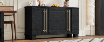 TREXM Sideboard Buffet Cabinet with Storage, Wood Sideboard with Adjustable Shelves and Gold Handles for Kitchen, Dining Room and Living Room (Black) - 1st Choice Furniture Direct