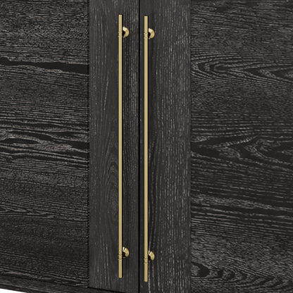 TREXM Sideboard Buffet Cabinet with Storage, Wood Sideboard with Adjustable Shelves and Gold Handles for Kitchen, Dining Room and Living Room (Black) - 1st Choice Furniture Direct