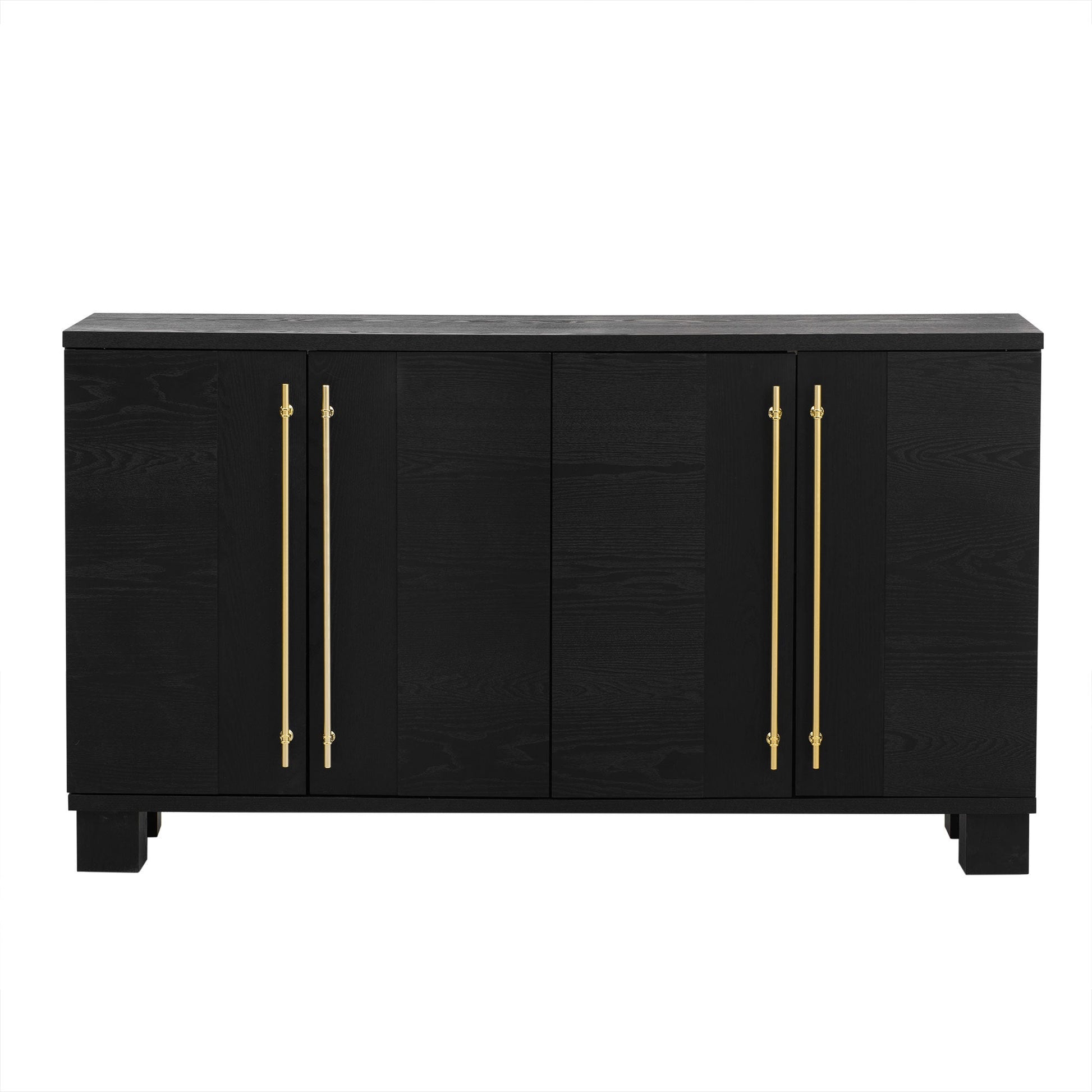 TREXM Sideboard Buffet Cabinet with Storage, Wood Sideboard with Adjustable Shelves and Gold Handles for Kitchen, Dining Room and Living Room (Black) - 1st Choice Furniture Direct