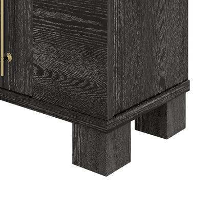TREXM Sideboard Buffet Cabinet with Storage, Wood Sideboard with Adjustable Shelves and Gold Handles for Kitchen, Dining Room and Living Room (Black) - 1st Choice Furniture Direct