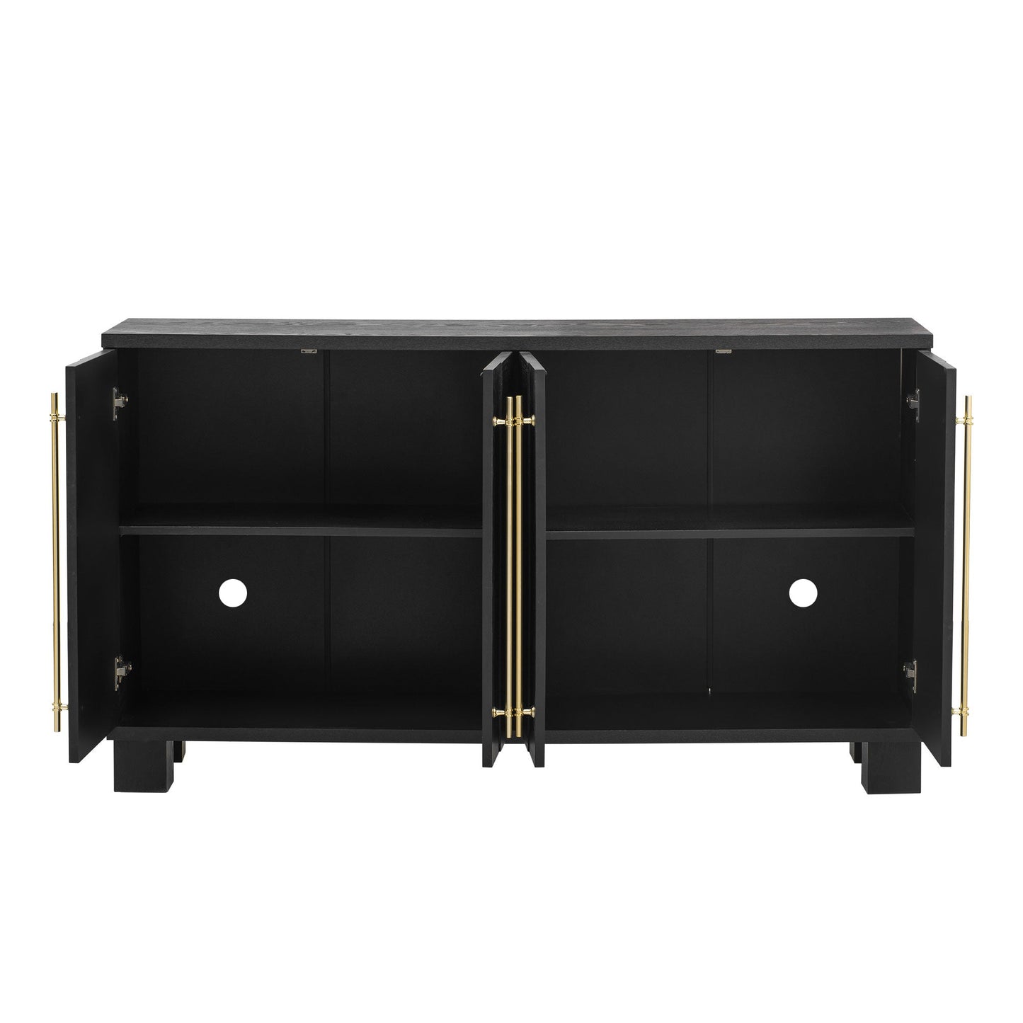TREXM Sideboard Buffet Cabinet with Storage, Wood Sideboard with Adjustable Shelves and Gold Handles for Kitchen, Dining Room and Living Room (Black) - 1st Choice Furniture Direct