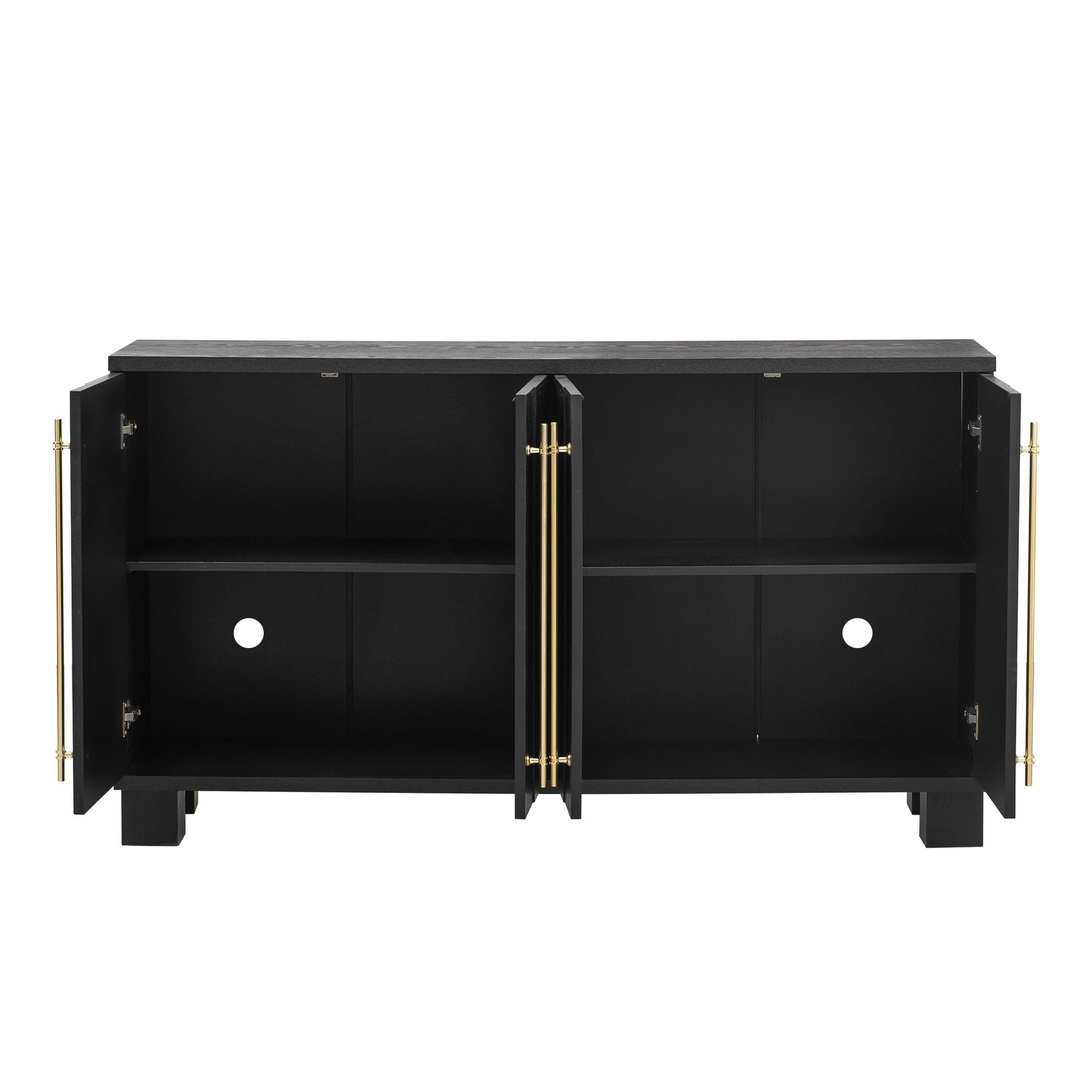 TREXM Sideboard Buffet Cabinet with Storage, Wood Sideboard with Adjustable Shelves and Gold Handles for Kitchen, Dining Room and Living Room (Black) - 1st Choice Furniture Direct