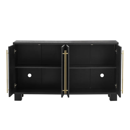 TREXM Sideboard Buffet Cabinet with Storage, Wood Sideboard with Adjustable Shelves and Gold Handles for Kitchen, Dining Room and Living Room (Black) - 1st Choice Furniture Direct