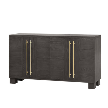 TREXM Sideboard Buffet Cabinet with Storage, Wood Sideboard with Adjustable Shelves and Gold Handles for Kitchen, Dining Room and Living Room (Taupe) - 1st Choice Furniture Direct