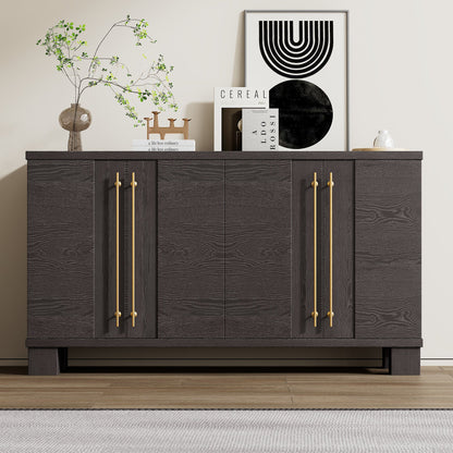 TREXM Sideboard Buffet Cabinet with Storage, Wood Sideboard with Adjustable Shelves and Gold Handles for Kitchen, Dining Room and Living Room (Taupe) - 1st Choice Furniture Direct