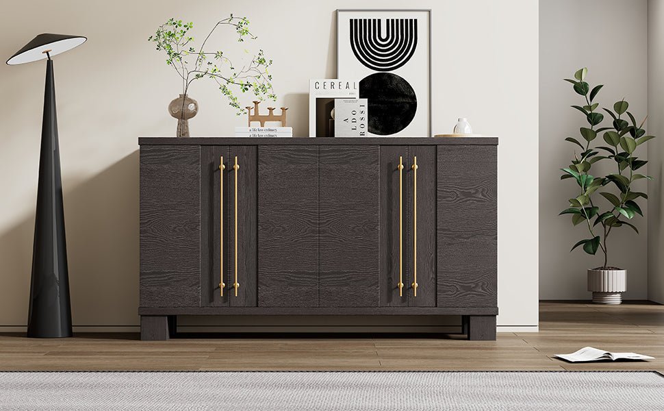 TREXM Sideboard Buffet Cabinet with Storage, Wood Sideboard with Adjustable Shelves and Gold Handles for Kitchen, Dining Room and Living Room (Taupe) - 1st Choice Furniture Direct