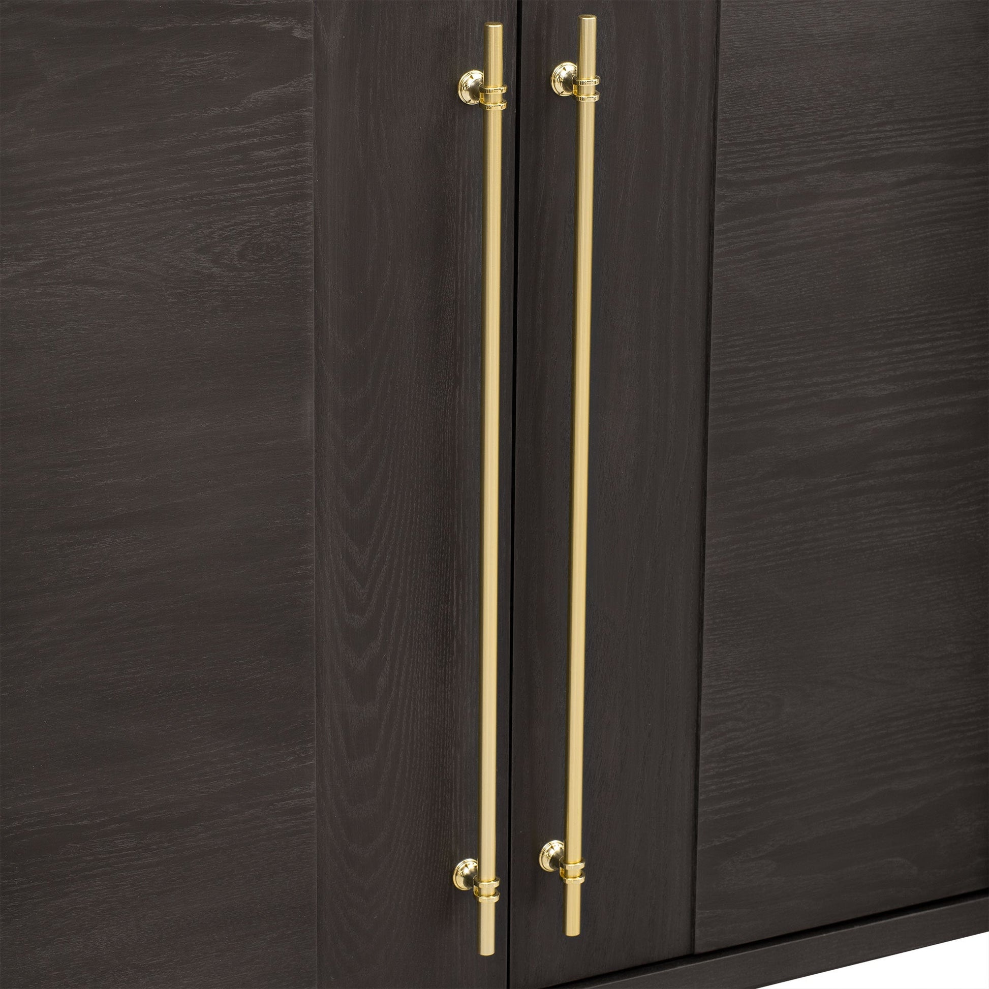 TREXM Sideboard Buffet Cabinet with Storage, Wood Sideboard with Adjustable Shelves and Gold Handles for Kitchen, Dining Room and Living Room (Taupe) - 1st Choice Furniture Direct