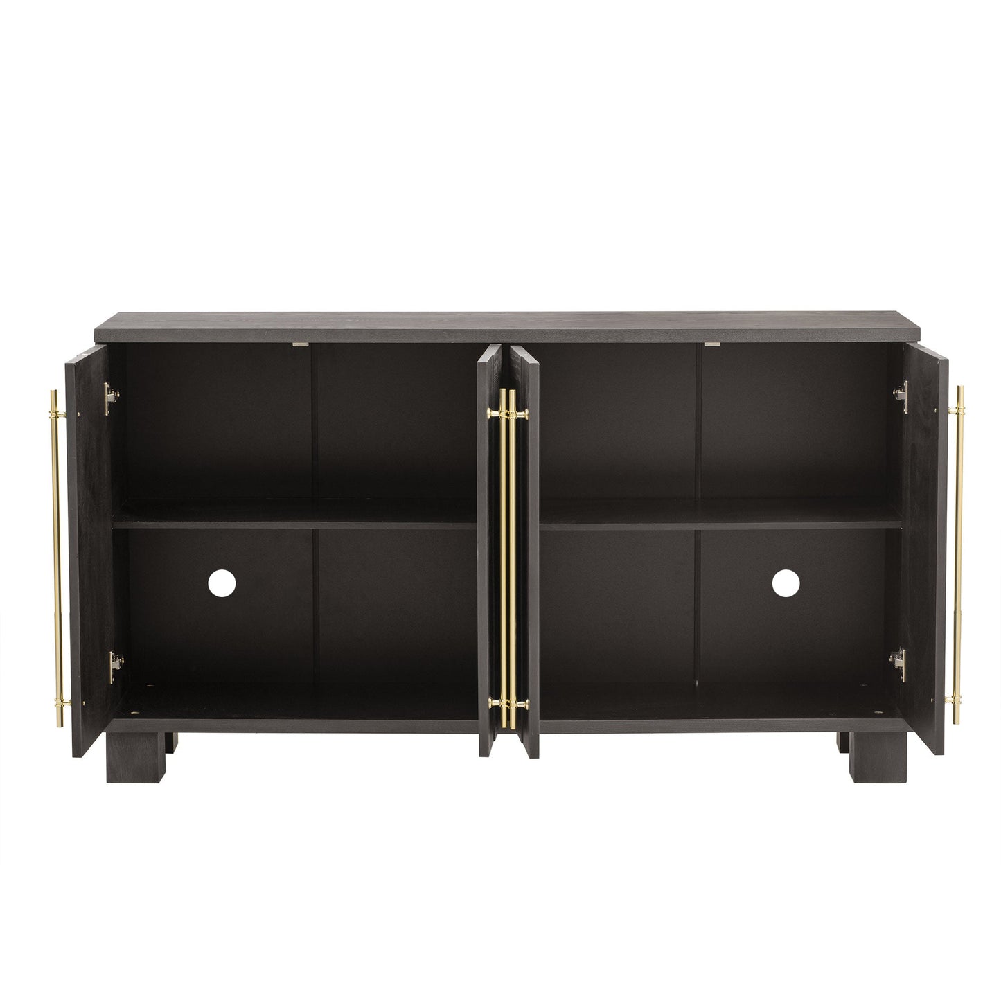 TREXM Sideboard Buffet Cabinet with Storage, Wood Sideboard with Adjustable Shelves and Gold Handles for Kitchen, Dining Room and Living Room (Taupe) - 1st Choice Furniture Direct