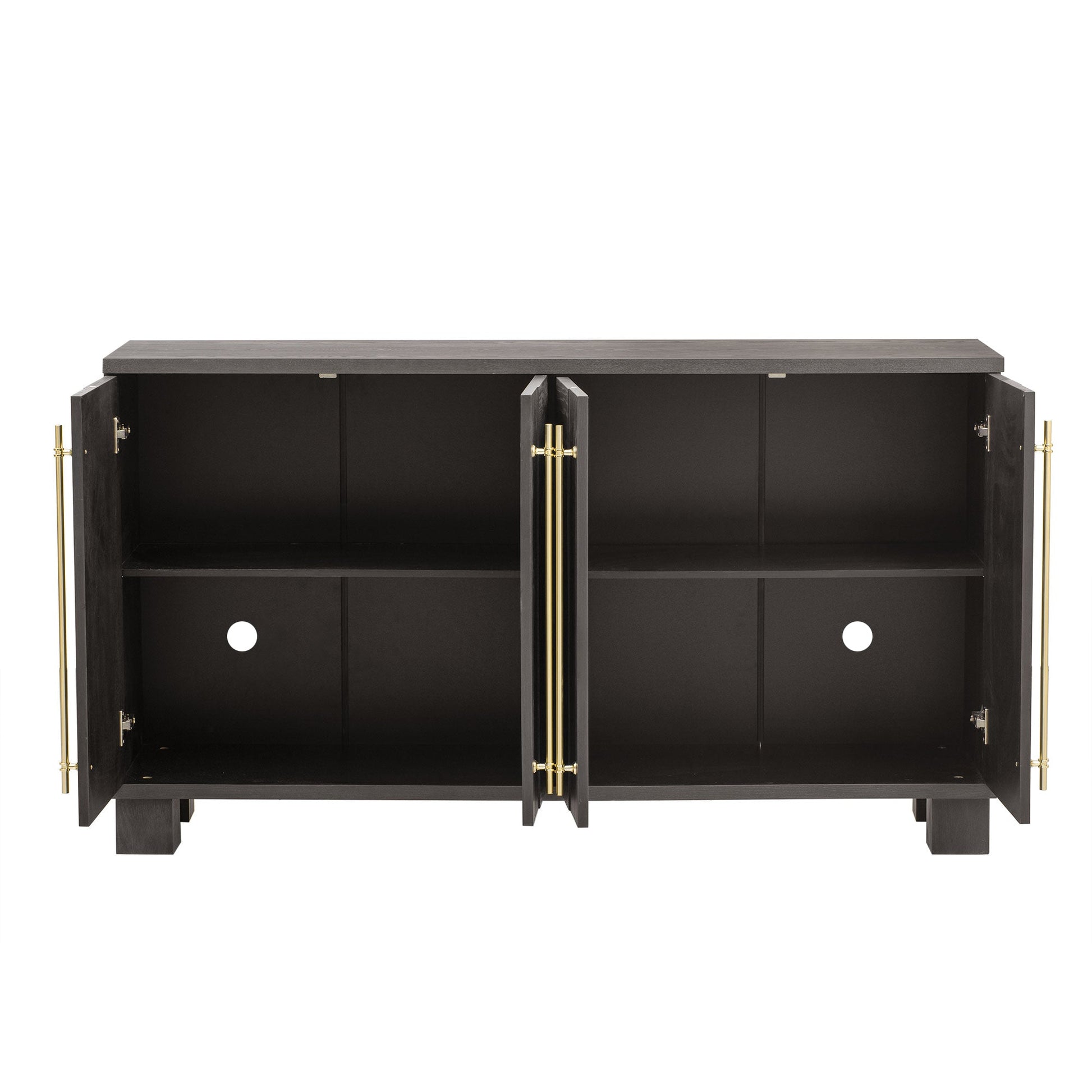 TREXM Sideboard Buffet Cabinet with Storage, Wood Sideboard with Adjustable Shelves and Gold Handles for Kitchen, Dining Room and Living Room (Taupe) - 1st Choice Furniture Direct