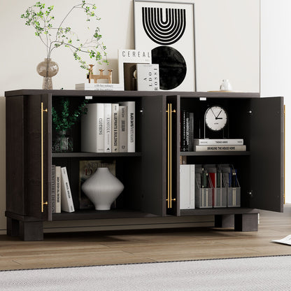TREXM Sideboard Buffet Cabinet with Storage, Wood Sideboard with Adjustable Shelves and Gold Handles for Kitchen, Dining Room and Living Room (Taupe) - 1st Choice Furniture Direct