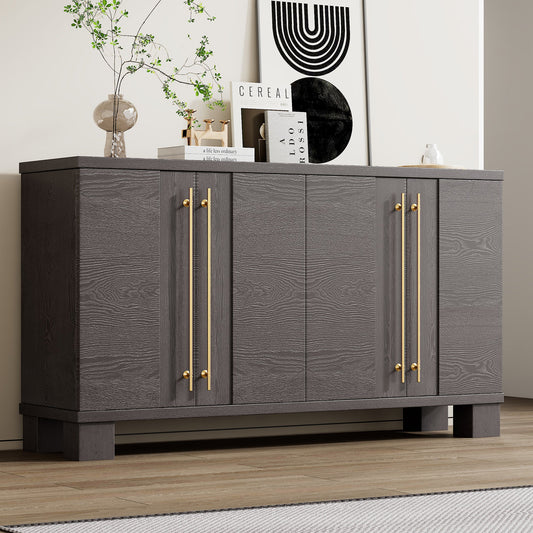 TREXM Sideboard Buffet Cabinet with Storage, Wood Sideboard with Adjustable Shelves and Gold Handles for Kitchen, Dining Room and Living Room (Taupe) - 1st Choice Furniture Direct