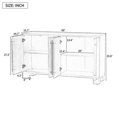 TREXM Sideboard Buffet Cabinet with Storage, Wood Sideboard with Adjustable Shelves and Gold Handles for Kitchen, Dining Room and Living Room (Taupe) - 1st Choice Furniture Direct