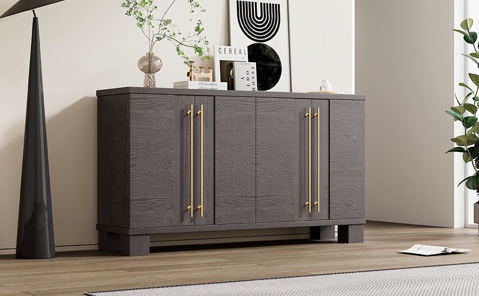 TREXM Sideboard Buffet Cabinet with Storage, Wood Sideboard with Adjustable Shelves and Gold Handles for Kitchen, Dining Room and Living Room (Taupe) - 1st Choice Furniture Direct