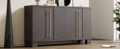 TREXM Sideboard Buffet Cabinet with Storage, Wood Sideboard with Adjustable Shelves and Gold Handles for Kitchen, Dining Room and Living Room (Taupe) - 1st Choice Furniture Direct