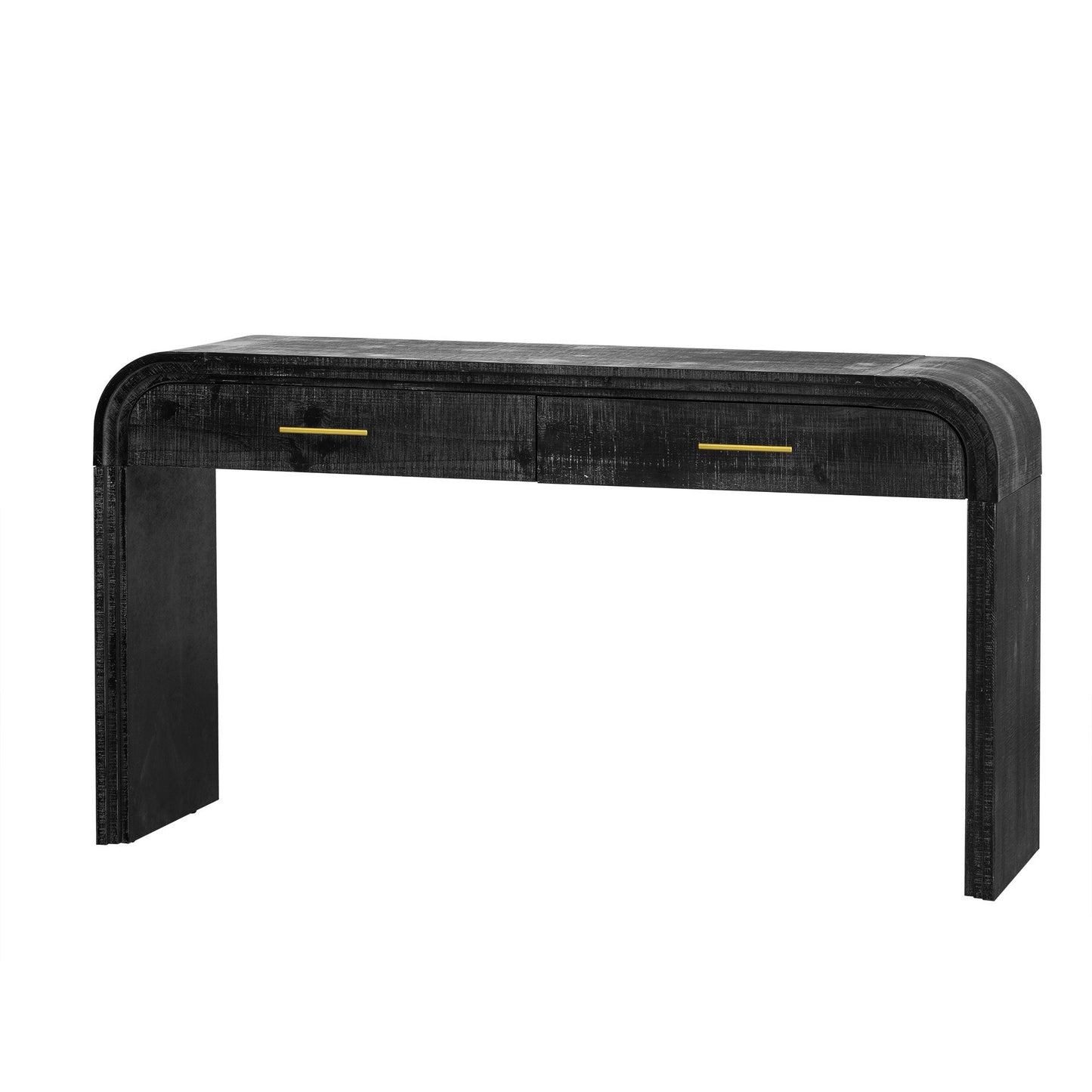 TREXM Unique Retro Silhouette Console Table with Open Style, Two Top Drawers for Entrance, Dinning Room, Living Room (Antique Black) - 1st Choice Furniture Direct