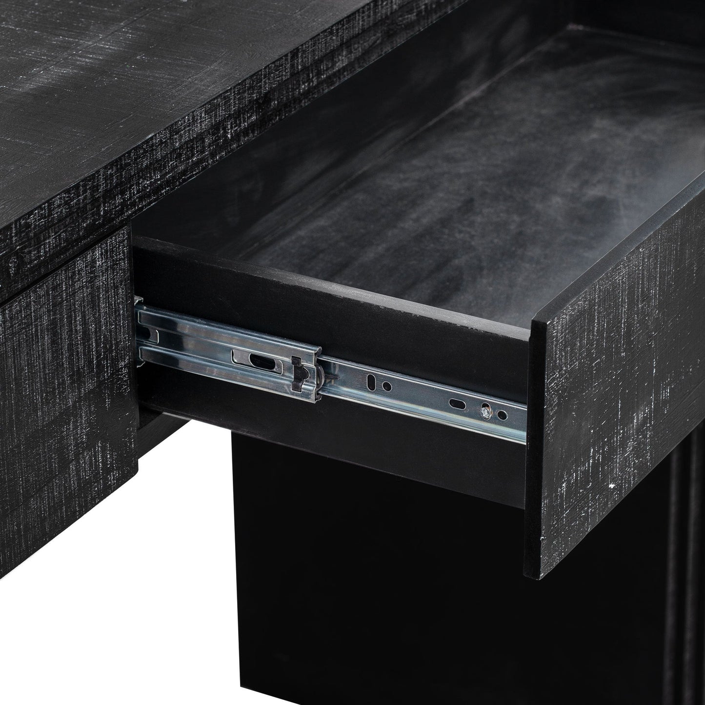 TREXM Unique Retro Silhouette Console Table with Open Style, Two Top Drawers for Entrance, Dinning Room, Living Room (Antique Black) - 1st Choice Furniture Direct