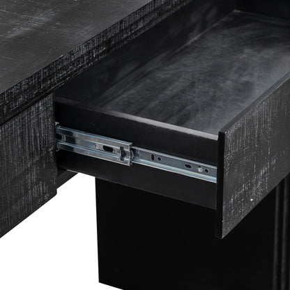 TREXM Unique Retro Silhouette Console Table with Open Style, Two Top Drawers for Entrance, Dinning Room, Living Room (Antique Black) - 1st Choice Furniture Direct